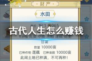 《古代人生》新手怎么赚钱 新手前期赚钱攻略