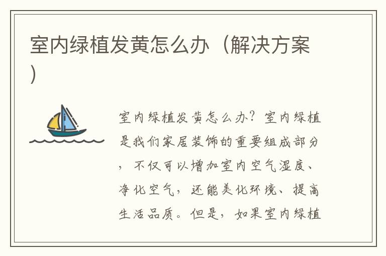 室内绿植发黄怎么办（解决方案）