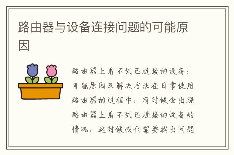 路由器与设备连接问题的可能原因