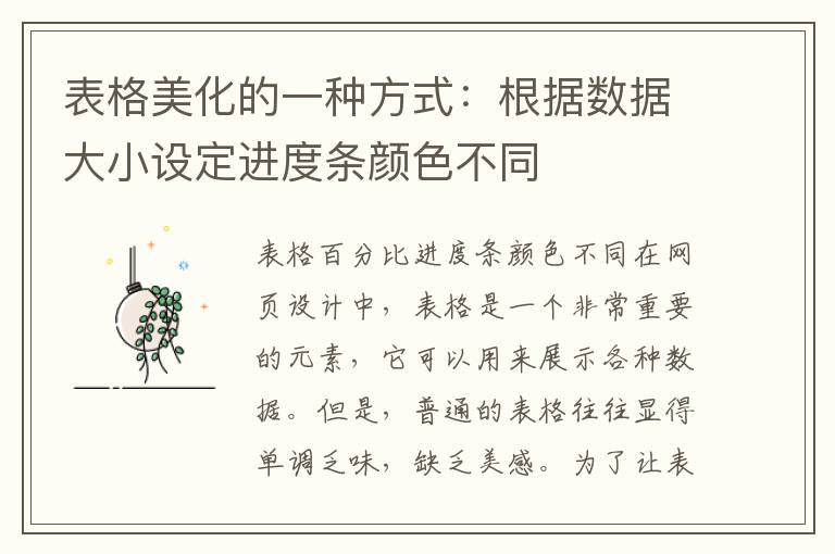 表格美化的一种方式：根据数据大小设定进度条颜色不同