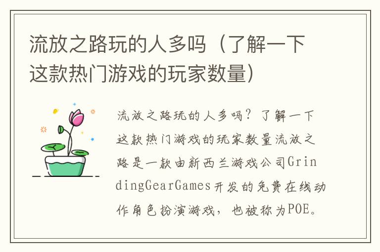 流放之路玩的人多吗（了解一下这款热门游戏的玩家数量）
