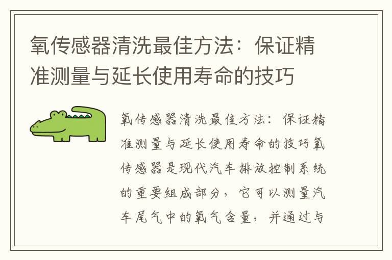 氧传感器清洗最佳方法：保证精准测量与延长使用寿命的技巧